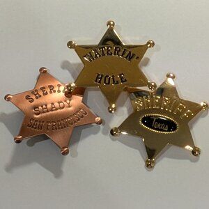 Novelty Sheriff Badges - Mixed Set of 3 All Metal
